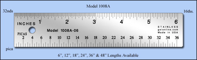Printers & Graphic Art Stainless Steel Ruler, Inch 1/16