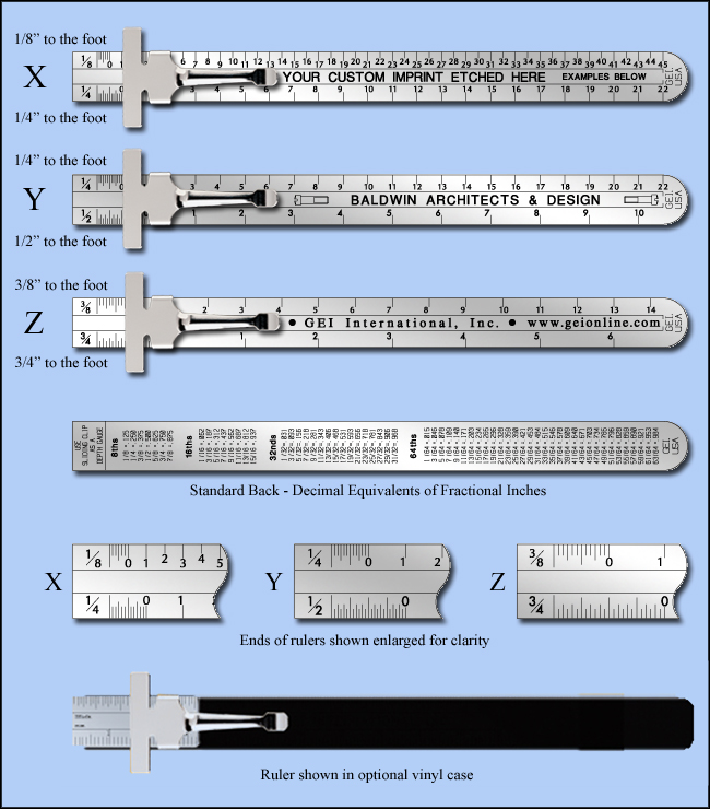 Custom Promotional and Imprinted Architects 6" Pocket Stainless Steel Rulers With Clip - Model  600xtoz