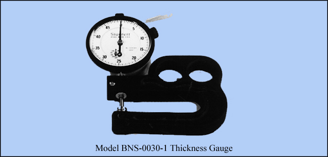 Handheld 'Deep Throat' Dial Thickness & Paper Gauge, Inch & Metric  0.0005", 0.01mm  - Model BNS-0030-2