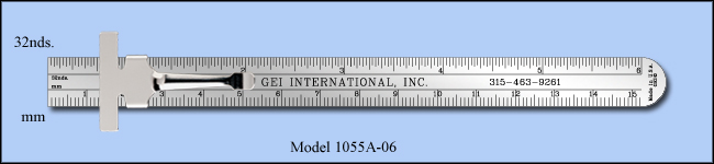 Stainless Steel 6" Pocket Ruler With Clip, Inch & Metric 1/32", mm - Model 1055A-06