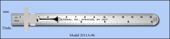 Stainless Steel 6" Pocket Ruler With Clip, Inch & Metric 1/32", mm - Model 2011A-06