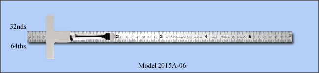 Stainless Steel 6" Pocket Ruler With Clip, Inch 1/32", 1/64" - Model 2015A-06