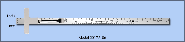 Stainless Steel 6" Pocket Ruler With Clip, Inch & Metric 1/16", mm - Model 2017A-06