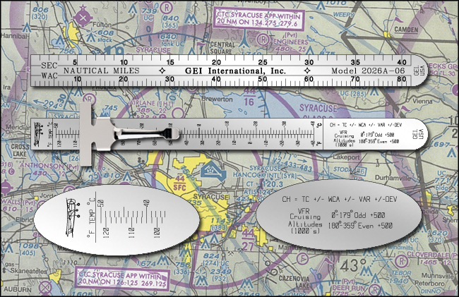 Aviation Mileage Scale Stainless Steel 6" Pocket Rulers With Shirt Pocket Clip, SEC, WAC - Model 2026A-06