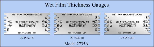 Stainless Steel Wet Film Thickness Mil Gauges, 4 Mils To 40 Mils - Model 2735A