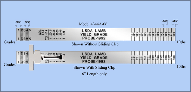 Stainless Steel 6" USDA Lamb Yield Grade Probe -1992 With Clip - Model 4344A-06
