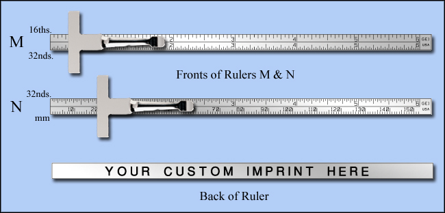 Custom Promotional and Imprinted 6"  Narrow Pocket Stainless Steel  Rulers With Clip, Inch & Metric - Model 625mton