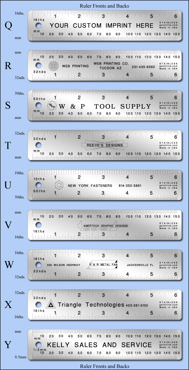 6" - Custom Imprinted Regular Stainless Steel Rulers, Inch & Metric