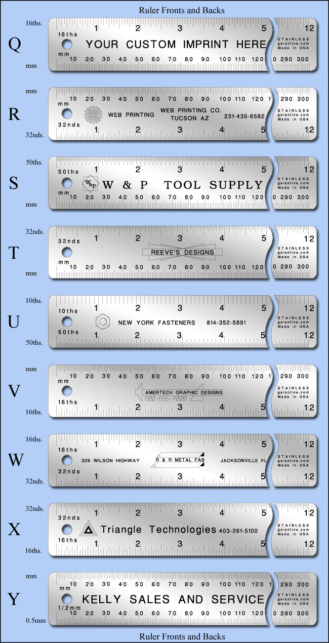 12" - Custom Imprinted Regular Stainless Steel Rulers, Inch & Metric