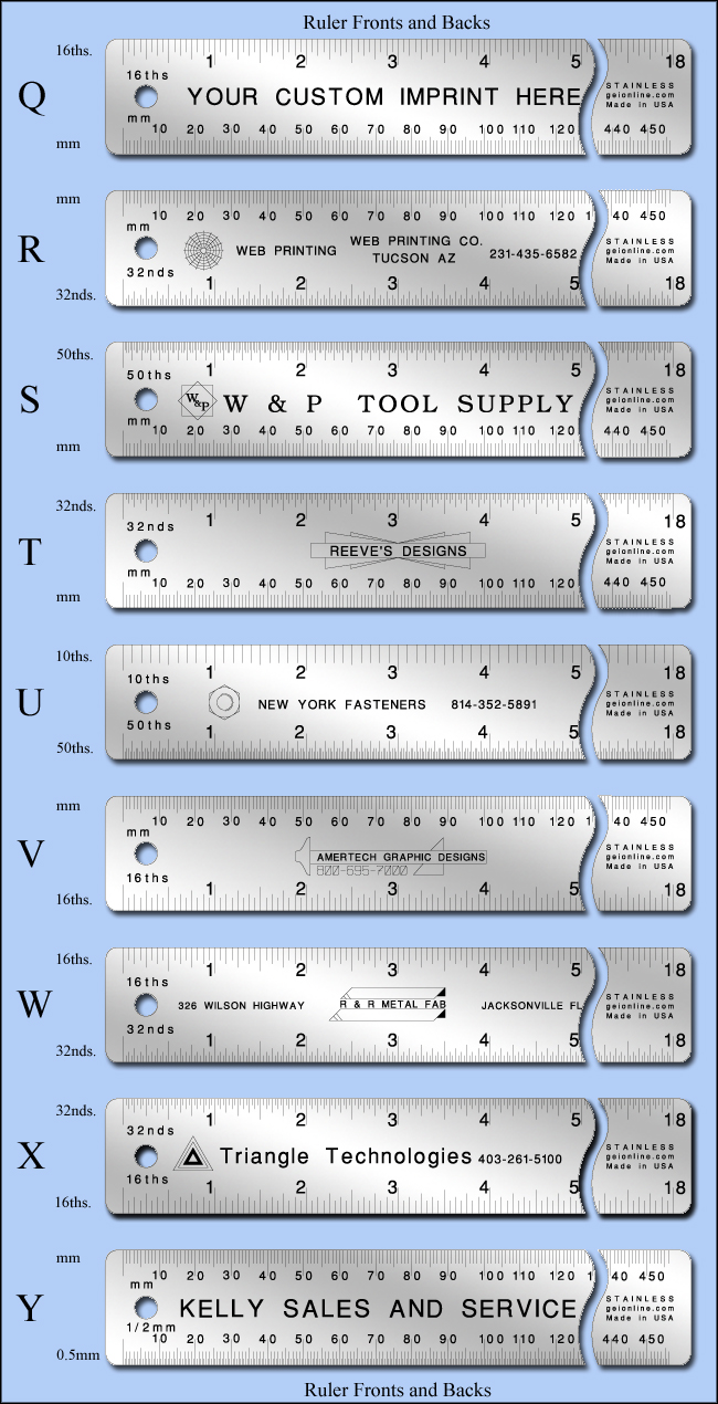 18" Custom Imprinted Regular Stainless Steel Rulers, Inch & Metric