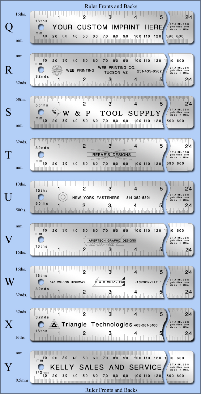 24"Custom Imprinted Regular Stainless Steel Rulers, Inch & Metric - 24" Length