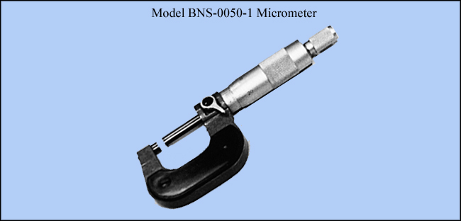 Precision 'Swiss' Style Measuring Micrometer, Inch & Metric 0.001", 0.01mm - Model BNS-0050-1
