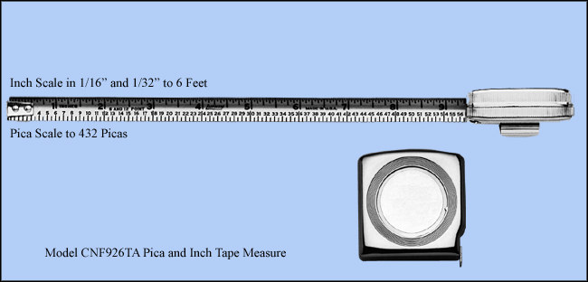 Graphic Art  Pica Measuring Tapes, Pica & Inches 1/32", agates, picas -  Model CNF926TA