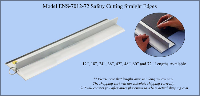 Safety Cutting Straight Edges, 12" to 72" Lengths -  Model ENS-7012-72