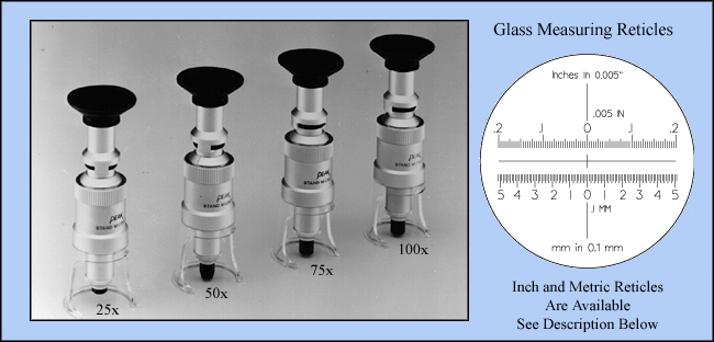 Stand Measuring Microscopes & Measuring Reticles, 25x to 100x - Models MNS-0050-90
