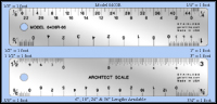 Architects Stainless Steel Rulers and Scales, Scale Feet & Inches 1/8"=1' to 3"=1' - 6", 18", 24" & 36" Lengths - Model 0400R