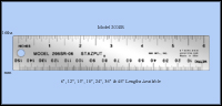 Non Skid Cork Backed Stainless Steel Rulers (STAZPUT), Inch & Metric 1/16", mm - 6", 12", 15", 18", 24", 36" and 48" Lengths - Model 200SR