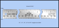 Center Finding and Zero Centered Stainless Steel Rulers With Non Skid Cork Backing, Inch & Metric 1/16", mm - 12", 15", 18", 24" & 36" Lengths - Model 200ZC