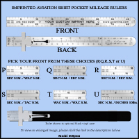 Custom Promotional and Imprinted Aviation Mileage Scale Stainless Steel 6" Pocket Rulers With Clip - Model 600ptou