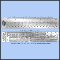 Custom Promotional and Imprinted Stainless Steel Rulers With Tap and Drill Reference Chart, Inch & Metric 1/16", 1/32", 1/50", 1/64", mm - 6" Length - Model 72532to64