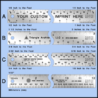 Custom Promotional and Imprinted Architects Stainless Steel Rulers - 12" Length - Model 745atof-12