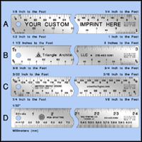 Custom Promotional and Imprinted Architects Stainless Steel Rulers - 24" Length - Model 745atof-24